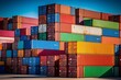 © vachom - Containers at the port for Logistic Import Export background. Freight transportation