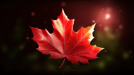 Wall Mural - Canadian flag waving in vibrant autumn backdrop. Generative Ai