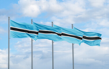 Botswana four flags in row, multiple flags in line