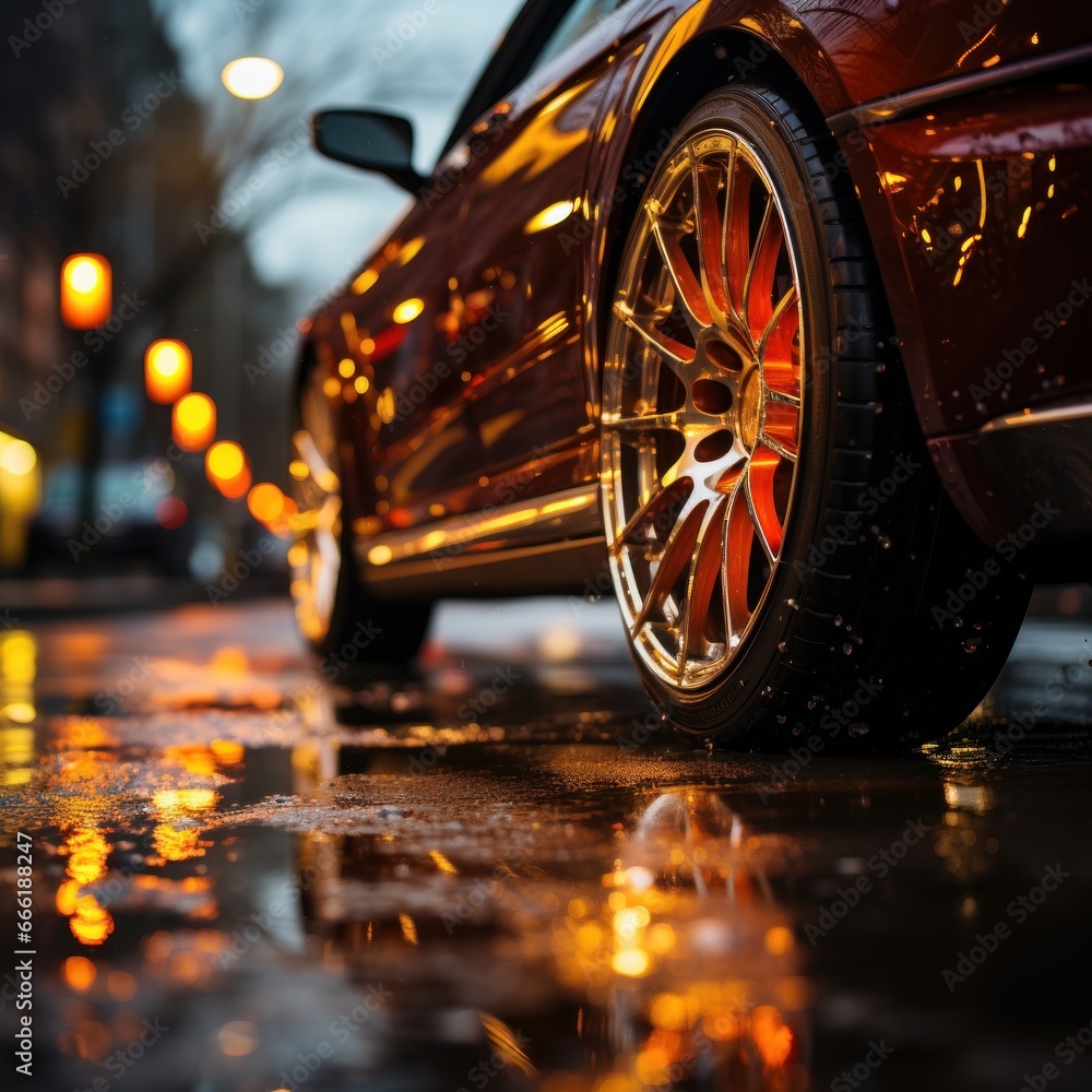 Car Rims Backround Illustration Stock Car rims in the display case and asphalt background ...