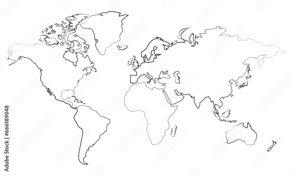 World Simple Line Simple vector world map line icon. Stock Vector | Adobe Stock