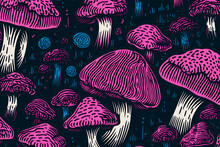 Trippy Mushroom Dream: Psychedelic Retro Pattern, Generative AI