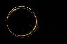 Elegant Black Background With Golden Circle And Space For Text