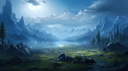 Wall Mural - Open World Fantasy Landscape Game Art