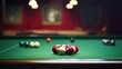 A snooker table set for a decisive shot, balls strategically placed for a masterful break.