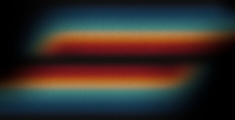 Vibrant VHS style rainbow teal white psychedelic grainy gradient color flow wave on black background, music cover dance party poster design. Retro Colors from the 1970s 1980s, 70s, 80s, 90s style