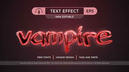 Fototapeta vampire - editable text effect, font style