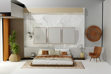 Wall Mural - Frame mockup in Scandinavian interior. Interior mockup. 3d rendering,