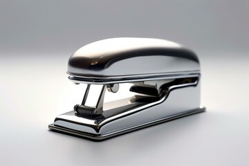 Canvas Print - Plain stapler on white backdrop softly lit, exuding calm organization. Generative AI