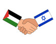 Palestine and Israel flags handshake illustration clipart.