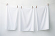 Clean white sheets drying on a line. Laundry with clothes pins on a rope. Clean clothesline dry laundry line. Empty space for text, mockup