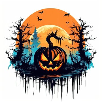 halloween clipart illustration vector tshirt design sticker cut scrapbook orange tattoo