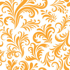 Wall Mural - Abstract floral pattern. Branch with leaves ornamental texture. Flourish nature autumn garden textured floral background