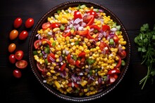 Salad Of Canned Beans, Corn, Tomatoes, Peppers And Onions And Spaghetti Paste, Lightly Pickled In The Dressing