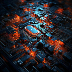 Wall Mural - abstract technology background of a quantum computing system with processors, artificial intelligenc
