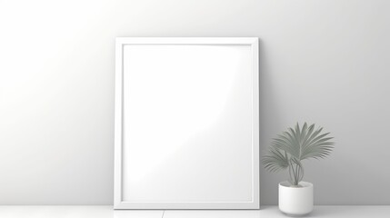 Wall Mural - Blank empty frame poster mockup portfolio living room presentation furniture living room white