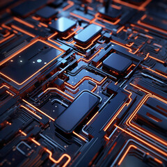 Wall Mural - abstract technology background of a digital computing system with processor and electronic circuit