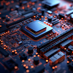 Wall Mural - abstract technology background of a digital computing system with processor and electronic circuit