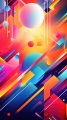 Wall Mural - A colorful abstract background with geometric shapes. Vibrant pop art image.