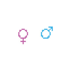 Male and Female Logo Icon in Pixel Art