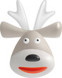 © Ayvengo - Cartoon Deer Face. 3D icon of a funny smiling deer head isolated on white background. Xmas symbol. Cute Cartoon Design Element for Christmas and New Year Holidays. Stock 3d Vector illustration