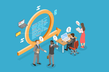 Wall Mural - 3d isometric flat vector illustration of scrum, agile development process