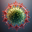 © Mathew - Influenza virus green and red representation on a macro level