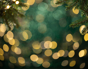 Green Shiny Bokeh Christmas Background