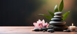 © LifeGen - zen stones with candle and lotus flower, generative ai