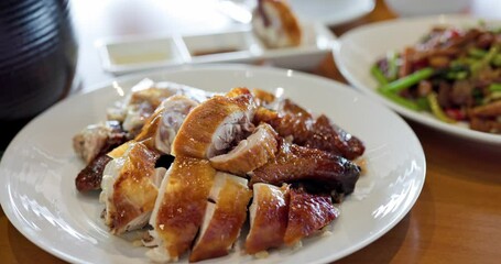 Canvas Print - Roasted asian cuisine chicken dish in restaurant