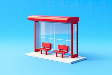 Wall Mural - 3d Isometric Bus Stop Isolated Background