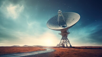 Large parabolic antenna against a beautiful sky