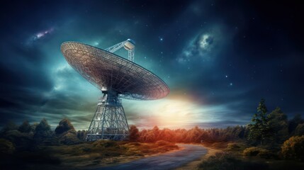 Large parabolic antenna against a beautiful sky