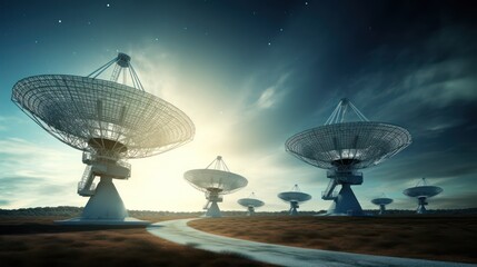 Large parabolic antenna against a beautiful sky