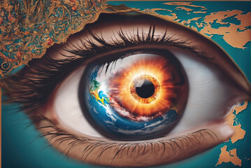 human eyes see the world map