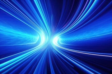 Wall Mural - abstract futuristic background with pink blue glowing neon moving high speed wave lines and bokeh li