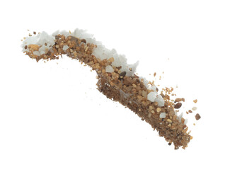 Wall Mural - Salt mix sand flying explosion, great big white salts flower explode abstract cloud fly. Sand salt rock splash in air, seasoning element design. White background isolated high speed freeze motion