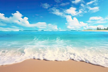 Wall Mural - Beach Scenes: Wide Panorama Beach Background Concept - Stunning Ocean Views for a Relaxing Getaway