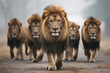 Group lions in nature, AI Generative