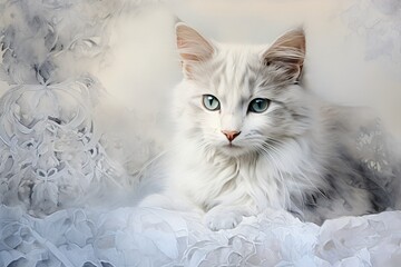 Canvas Print - A beautiful white cat