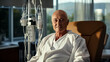 © Shubby Studio - Portrait of a Man undergoing course of chemotherapy in clinic. Sick bold man in hospital.Prostate cancer awareness concept