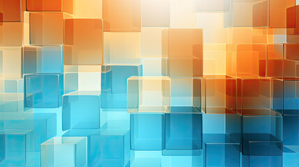 Wall Mural - Texture background with random 3d cubic crystal boxes in bright blue and yellow colors