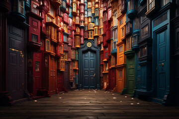 Leinwandbilder - A series of interconnected doors, each leading to a different dream or realm, symbolizing the endless possibilities within dreams.  