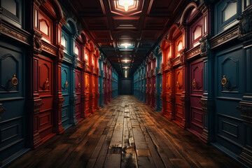 Aufkleber - A series of interconnected doors, each leading to a different dream or realm, symbolizing the endless possibilities within dreams.