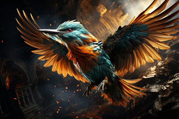 Leinwandbilder - A person soaring through the sky on the back of a majestic bird, embodying the freedom and exhilaration of dream flight.  