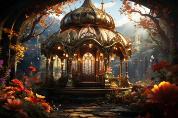 Leinwandbilder - A whimsical carousel with ornate details and mystical creatures, reminiscent of the enchanting quality of dreams.  