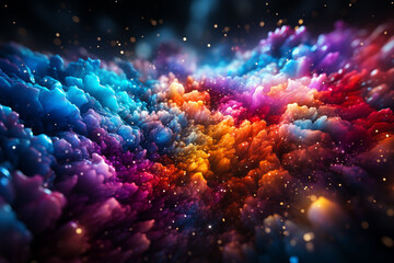 Poster - A colorful abstract background with swirling fireworks and vibrant bursts of light to celebrate the New Year. 