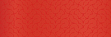 Chinese Lunar New Year Seamless Pattern. 2024 Red Dragon Silhouette In Elegant Oriental Asian Background Design.