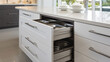 Detailed shot of sleek cabinetry drawers in a recent