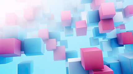 Wall Mural - Texture background with random 3d cubic metal boxes in bright blue and red colors